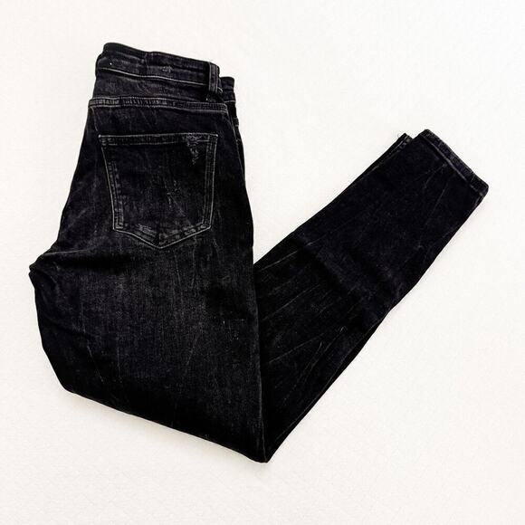 Zara Ripped Denim Graphic Text Distressed Denim Jeans Black/Gray NWT Size 40 - Picture 10 of 10